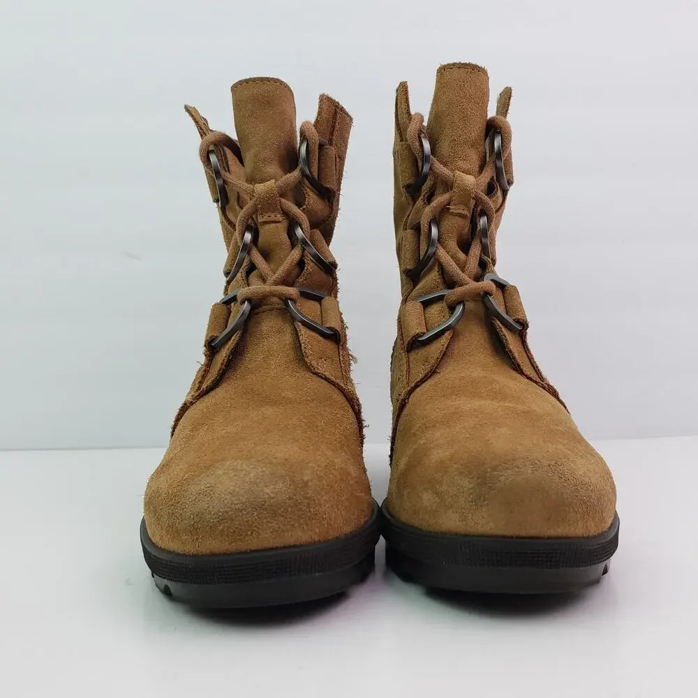 Sorel Joan Of Artic 2 Girls Size 4Y Brown Suede Hidden Wedge Bootie Boots NY2988